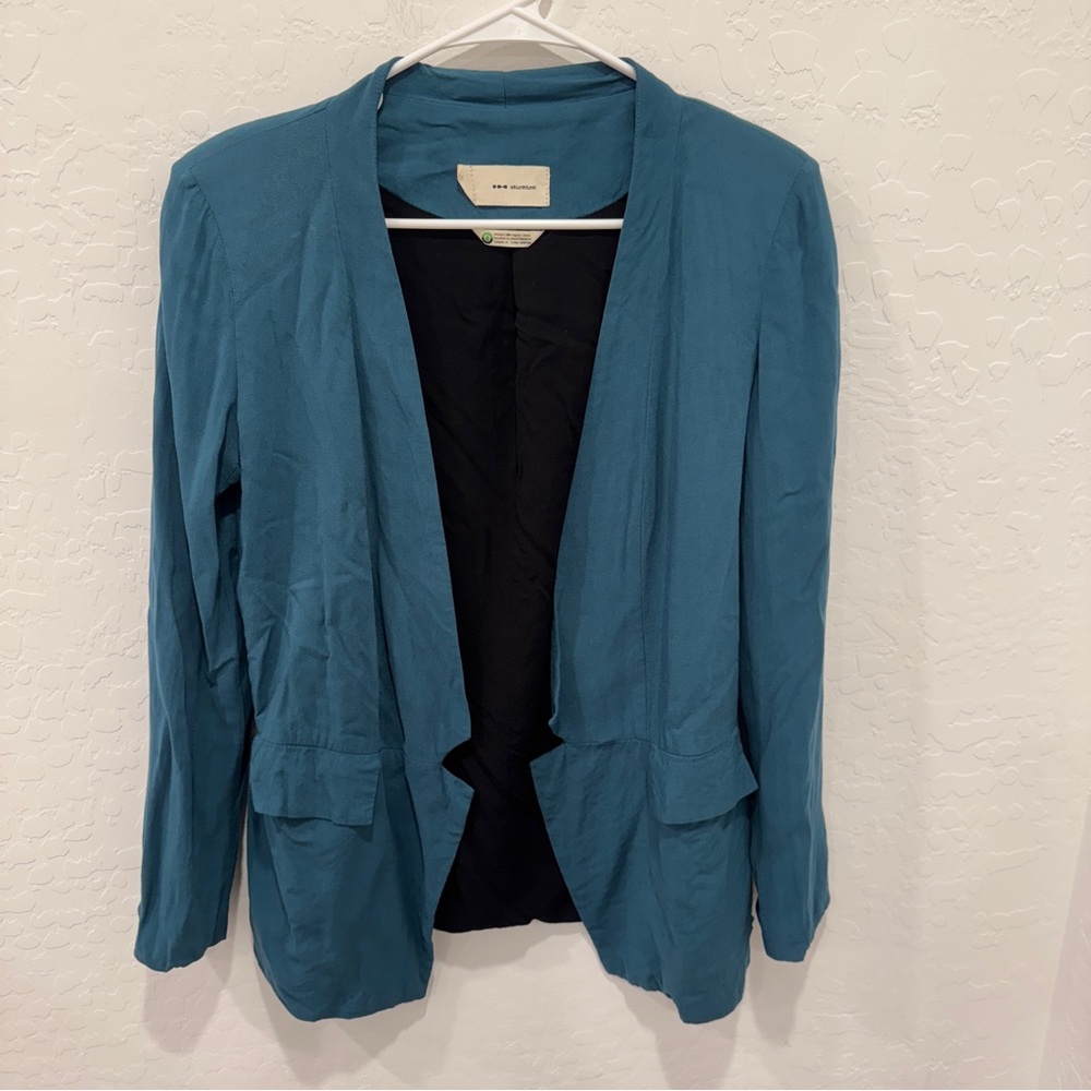 Skunkfunk Teal Open-Front Blazer Womens 2 Office Business Casual Draped Artsy